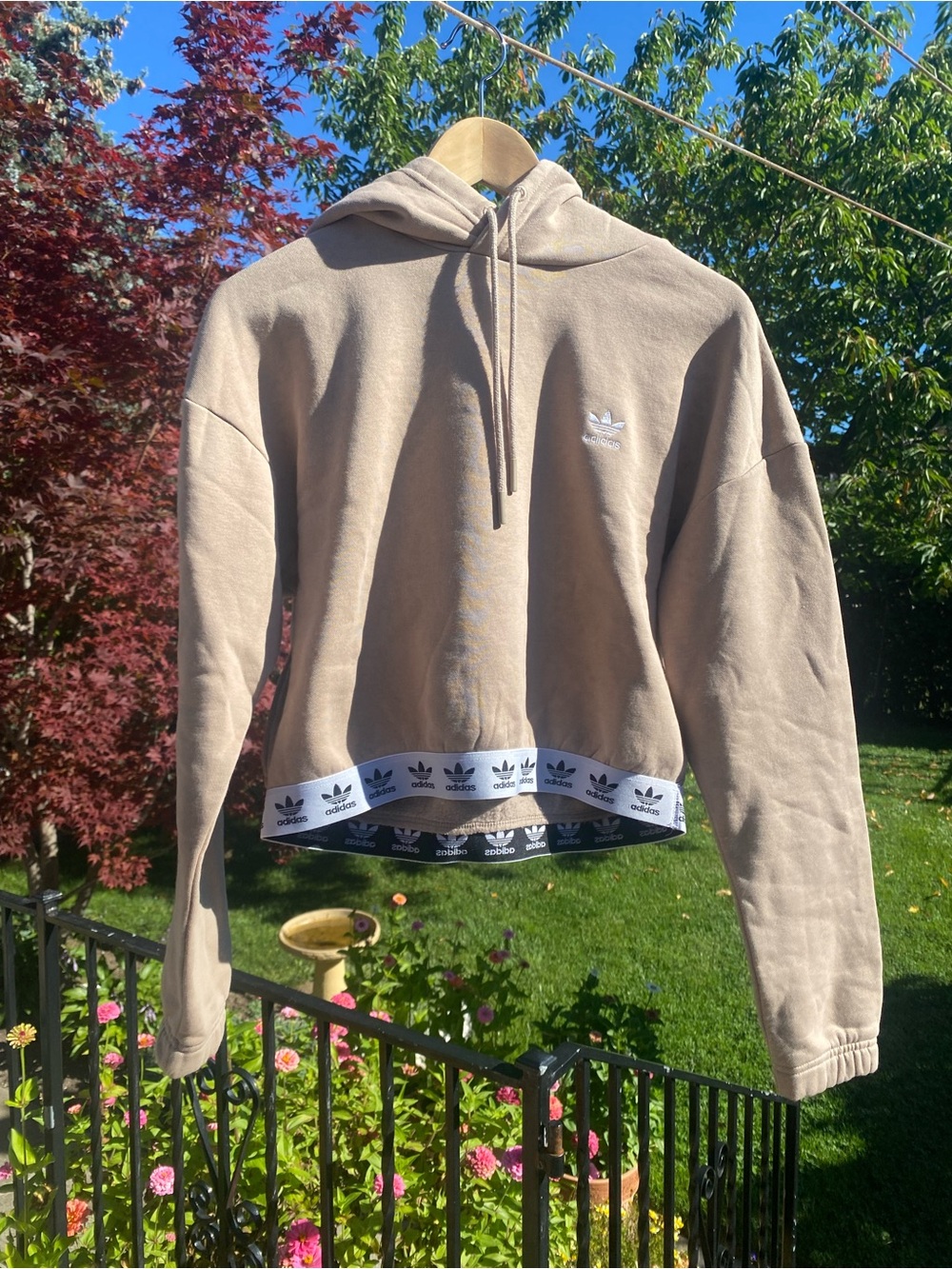 Adidas Women’sBeige Cropped Hoodie